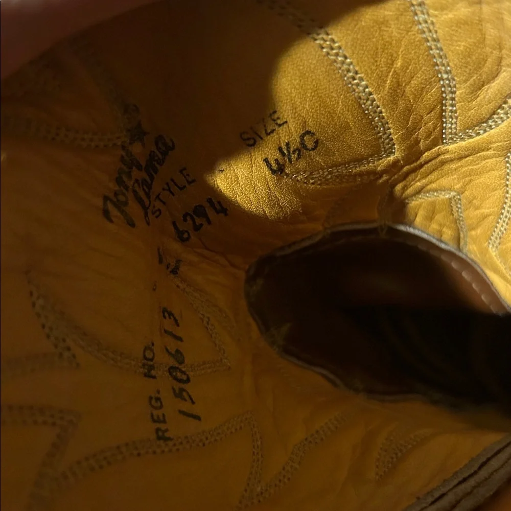 Vintage Tony Lama Women Western Gold Toe Cap Cowboy Boots